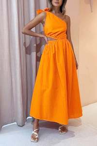 Gabriella One Shouldered Dress in Sunkissed Orange