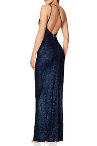 One Shoulder: Liberty Gown in Blue.
