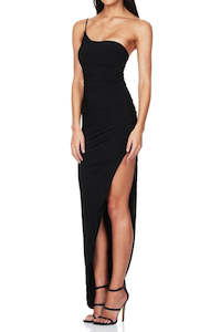Aria One Shouldered Gown in Black