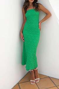 Strapless: Petra Dress in Green Daisy
