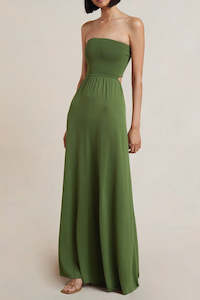 Strapless: Miranda Knit Dress in Olive