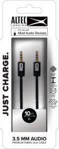 Products: AL Aux 3.5mm to 3.5mm Fabric Cable - Black Cable