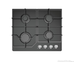 Home Appliances: Midea 60G40ME084-GFT 60cm black glass gas hob with wok (3.6kw) 60G40ME084-GFT