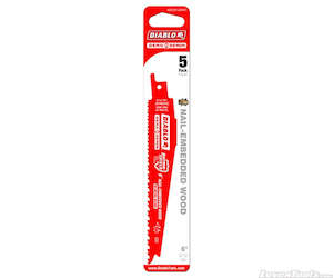 DIABLO 6" Demo Demon Bi-Metal Recip Blade for Nail Embedded Wood 5pc DS0612BW5
