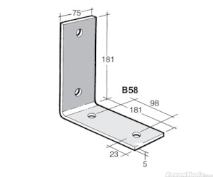 Timber Connectors: BOWMAC ANGLE BRACKETS (No Gusset) B58