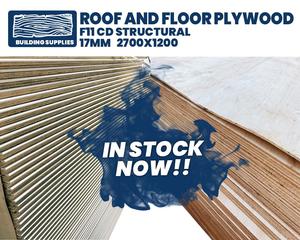Building Hardware: Structure Roofing Plywood 2700mm x 1200mm x 15mm Untreated F11 CC T&G