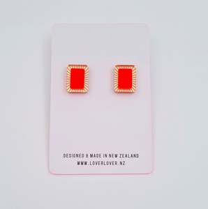 Chrissy Stud Neon Red - Gold