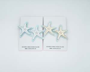 STARFISH STUD LARGE Pastel blue-silver