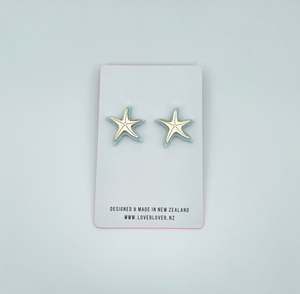 Statement Earrings: STARFISH STUD Pastel blue-gold