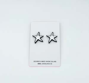 Statement Earrings: STARFISH STUD - Black-silver