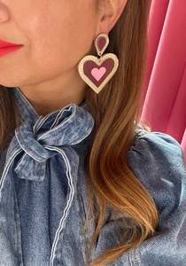 Statement Earrings: Clementine Statement Earrings Burgundy-pink-Gold