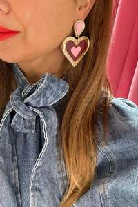 Clementine Statement Earrings Pink-Burgundy-Gold