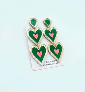Statement Earrings: Freina Double drop Green-Melon
