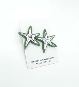 STARFISH STUD LARGE OLIVE-SILVER