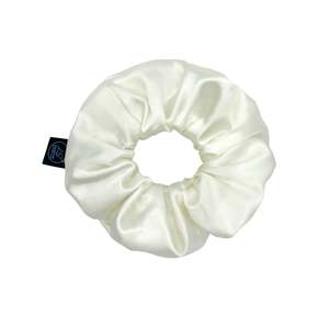 Best Seller: Premium Mulberry Silk Scrunchie - White - Extra Large