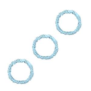 3 Pack Premium Mini Mulberry Silk Scrunchies - Baby Blue