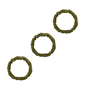 3 Pack Premium Mini Mulberry Silk Scrunchies - Olive