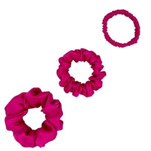 Best Seller: Silk Scrunchies Trio - Viva Magenta - Mini, Small, Medium