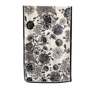 Silk Scarves: Midnight Peony Pure Mulberry Silk Extra Large Long Scarf