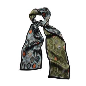 Silk Scarves: Greenery Delight Pure Mulberry Silk Long Scarf Silk Twilly