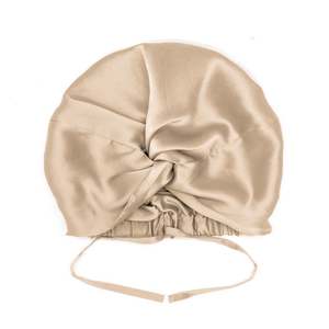 Champagne Mulberry Silk Hair Bonnet – Double-Lined, Adjustable Fit