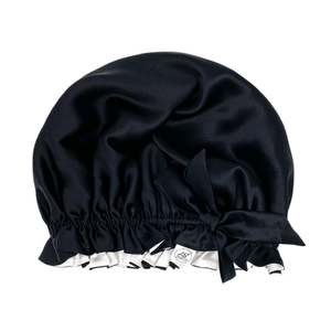 Double Layer Women Silk Sleep Cap Hair Bonnet Pure Mulberry Silk Turban  - Black&hellip;