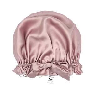Silk Sleep Cap: Double Layer Women Silk Hair Bonnet 100% Mulberry Silk Turban - Pink - Medium to Large