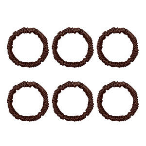 6 Pack Premium Mini Mulberry Silk Scrunchies - Chocolate