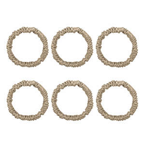 Silk Mini Skinny Silk Scrunchies Hair Tie Lovesilk Nz: 6 Pack Premium Mini Mulberry Silk Scrunchies - Champagne