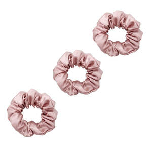 3 Pack Premium Mulberry Silk Scrunchies - Pink - Medium