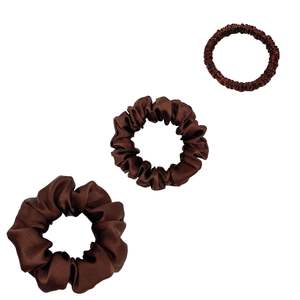 Silk Scrunchies Trio - Chocolate - Mini, Small, Medium