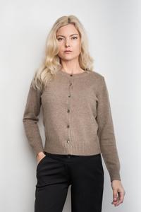 Cashmere Tops: Heritage Golfer Cashmere Knitted Cardigan - Chestnut