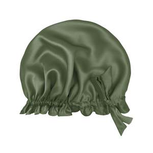 Large Double-Lined Adjustable Silk Hair Bonnet Turban - Viridian