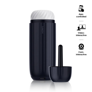 For Men: Svakom Sam Neo 2 Pro Interactive Heating Sucking and Vibrating Masturbator - Dark Blue