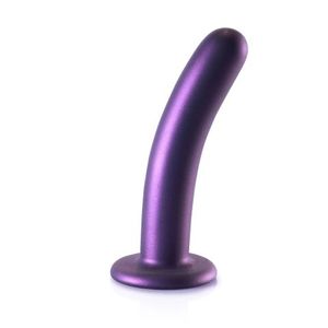 OUCH! Smooth Silicone G-Spot Dildo - Metallic Purple - 14.5 cm