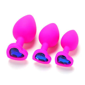 Butt Plugs: Lovendur Silicone Butt Plug Set of 3 - Heart Shape Base - Pink