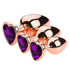 Butt Plugs: Champ Rose Gold Heart Butt Plug Set of 3
