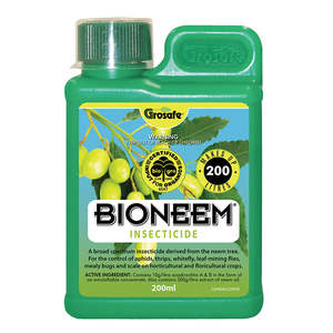 Nz Made: Grosafe BioNeem - Neem Oil Insecticide for Aphids, Thrips, Mites, Mealybug, Whitefly and Scale - 200ml