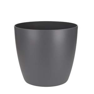 Black: Cover Pot - Elho Brussels Round - 16cm Charcoal