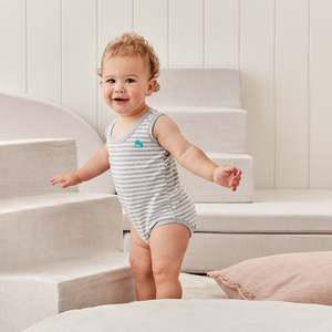 Original Swaddles: Sleeveless Bodysuit - Grey Stripe