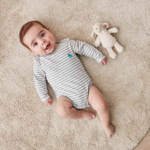 Original Swaddles: Long Sleeve Bodysuit - Grey Stripe