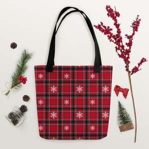 Christmas Merch: Red Tartan Christmas Tote bag