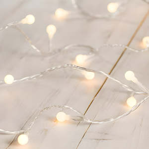 Fairy Lights 1: White Ball Fairy Lights | 40 LED Bulbs | Decorative Indoor