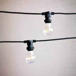 Festoon Lights: A60 Bulb Festoon Lights | 10m 10 Bulbs | Flat Flush Mount