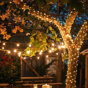 Outdoor Lights: Medium Outdoor Standard 230v Fairy Lights Tree Kit | Black Cable | 80m