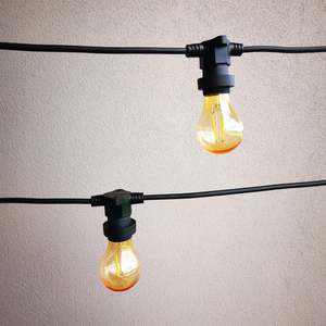 Outdoor Lights: A60 Amber Bulb | 10m 10 Bulbs | Flat Flush Mount Festoon Lights