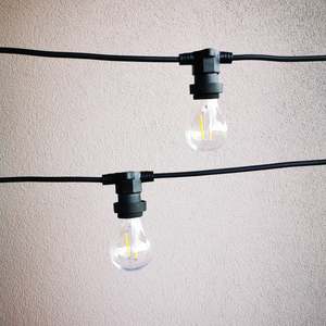 Outdoor Lights: A60 Clear Bulb Festoon Lights | 10m 10 Bulbs | Flat Flush Mount
