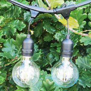 Outdoor Lights: G80 Clear Bulb | 15m 15 Bulbs | Drop Hang Dimmable Festoon Lights