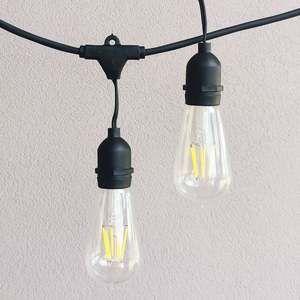 Outdoor Lights: ST58 Clear Bulb | 15m 15 Bulbs | Drop Hang Dimmable Festoon Lights