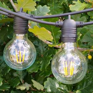 Outdoor Lights: G80 Clear Bulb | 10m 10 Bulbs | Flush Mount Dimmable Festoon Lights